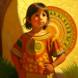 mexican child portret painting neoclassism whole body zoom the sun