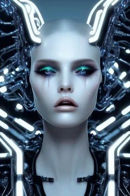 cyberpunk, black latex body, women, body portrai, big boobs, highlight eyes perfect, skin, tron, cyborg, perfekt sexy, real, dream, hr giger