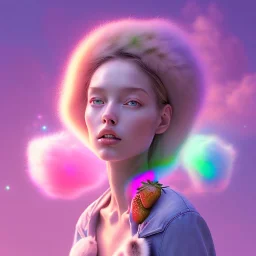 pixar style,realistic painting of a beautiful girl and a jar jam marmelade,volumetric blue clouds,pink sky environment and flying strawberries in background, volumetric lighting,dramatic lighting, detailed digital painting, extreme dense and fine fur, anime, ornate, colour-washed colors, elegant, small minutiae, tiny features, particulars, centered, smooth, sharp focus, renderman gofur render, 8k, uhd, detailed eyes, realistic shaded volumetric lighting,caustics,backligh