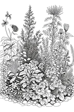 herb garden drawing black and white