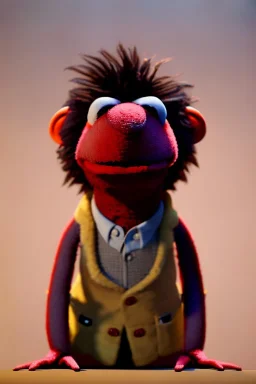 Waist up muppet Portrait, Nicolas maduro muppet doll, mustache, photo studio, red background, unreal engine 5, concept art, art station, ray tracing, lumen lighting, ultra detail, volumetric lighting, 3d.