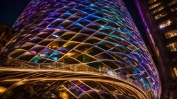 178, delightful, sensitive, confident, iridescent double helix tower, delicate, nocturnal, architecture, award-winning photograph, beautiful composition, filled with beautiful detail, delicate colour, chiaroscuro