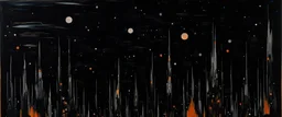 A black outer spaceship empire with warped stars painted by Clyfford Still