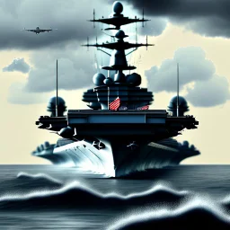 aircraft carrier in severe storm