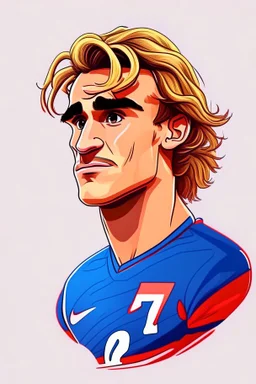 Antoine Griezmann French football player ,cartoon 2d