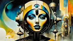 the divinity of the transcendent machine , despising the pathetic pursuits of mere mortals, neo surrealism, retro futurism, striking, atmospheric, dreamlike, in the graphic novel style of Dave McKean, stylish, vibrant colors, asymmetric, disjointed, non linear, photographic collage, watercolor underpainting, cinegraphic realism 4k.Paint, Pastel,An advanced humanoid robot developed World, everything is robotic even the trees and flowers everythibg