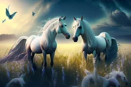 fantasy magical horses in a field