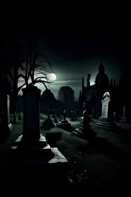 a cemetery at night with a full moon in the background, graveyard landscape at night, dark graveyard scene, gothic art, gothic background, graveyard background, gothic atmosphere, haunted gravestones, gothic horror, gothic fantasy art, gothic mansion, gothic art style, gothic painting, graveyard landscape, graveyard tombstones, gothic church background, gothic romance, at the graveyard at midnight