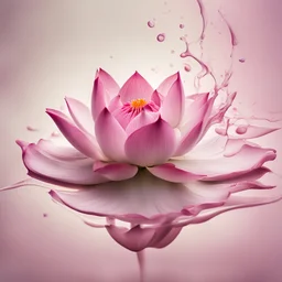A beautiful pink lotus flower dropped into the creamy texture of a splash of milk