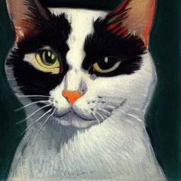 Portrait of a black and white cat by Van Gogh