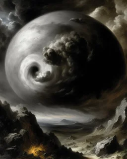 A gray celestial galaxy painted by Gustave Courbet