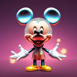 swarovski, "mickey mouse" figurine, intricate, photorealistic,