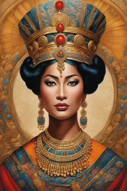 Step into a world of ancient beauty and intrigue with this stunning artwork that celebrates the timeless allure of Ken Dedes. The artist skillfully captures the regal essence of the Queen of the Singasari Kingdom, emphasizing her exquisite features and captivating gaze. Every brushstroke and meticulous detail adds depth and enchantment to this extraordinary portrait. The artist's masterful technique brings Ken Dedes to life, showcasing her incomparable beauty and magnetic charm.