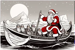 Santa Claus on a viking boat