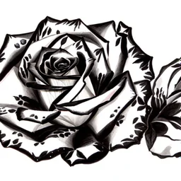 A rose, black & white line art