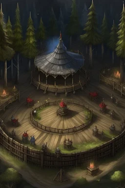 fantasy medieval tournment arena into the woods