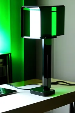 gaming table lamp inspired by knife, modern design, black and green color