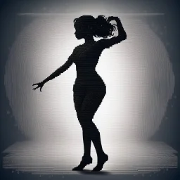 Wide image capturing a vector-styled ASCII girl immersed in dance. The background consists of scrolling ASCII art, adding depth and a nostalgic digital touch.