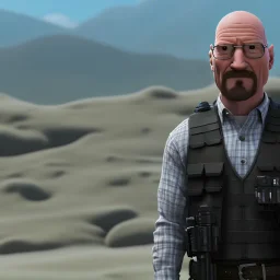 Walter White cyborg, 8k, tactical vest