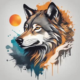 "(((vector illustration, logo, splash, outlined))), "a striking double exposure vector illustration in the form of a logo or splash, showcasing a captivating blend of a wolf and wildlife elements. The artwork should exude strength and dynamism, drawing inspiration from nature and modern graphic design. The colors: a bold and powerful palette of natural tones and contrasting hues, with a solid black background. 4K"