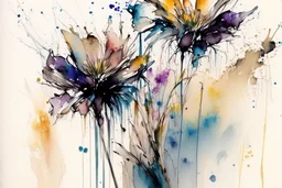flowers in the style of Agnes cecile,frank Auerbach watercolor, wet on wet and splattering techniques, centered, perfect composition, abstraction, surrealism
