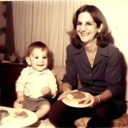 A mother sits on a chair and looks at her son with a smile and lots of love, digital art, real, cinematic high quality, high resolution,