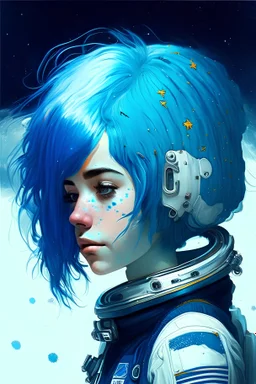 astronaut girl with blue hair