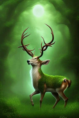 dream deer god druid deep forest green mystic