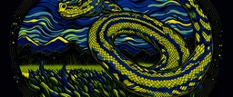 Python logo in a field with Van Gogh style
