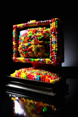 a tv set made of candy