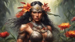 Amazon Warrior Woman, flower