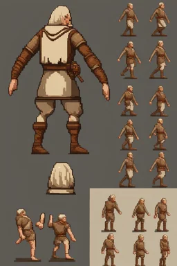 character sprite for pixel game in the medieval style side view, all position, run jump, crouch. hyper-detailed. trending on artstation. --ar 9:16