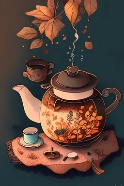 Cozy vibes drawing art tea pot