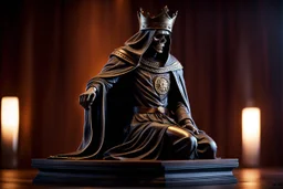 The king of death statue, Frightening, Cinematic lighting, Volumetric lighting, Epic composition, Photorealism, Bokeh blur, Very high detail, Sony Alpha α7, ISO1900, Character design, Unreal Engine, Octane render, HDR, Subsurface scattering, t