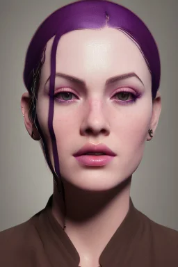a portrait of a purple square face, cute, farmer look, 2d, large pixel style