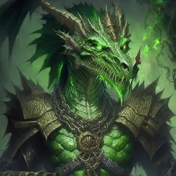 Morvorax, God of Wealth, Power, and Corruption, an ancient green dragon