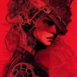 beautiful punk girl, hyper detailed, hyperdetailed, intricately detailed, illustration by <kilian eng> <Yoji Shinkawa>, darkred tones,