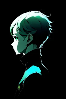 Phosphophyllite Houseki no Kuni on a black background stands with his back but turns to face the screen