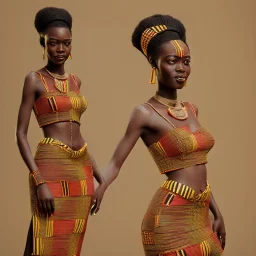 kente african bride model, cinema 4d, octane render, high detail