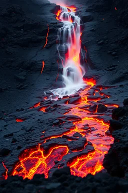 face view volcano lava stream