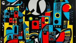 A black twisted moon painted by Stuart Davis