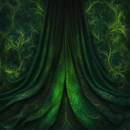 Closeup of an old, dark, invisibility cloak used for black magic. Poison-Green details. Evil. Dark. Black magic. No detailed background.Magical. Epic. Dramatic, highly detailed, digital painting, masterpiece