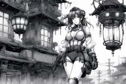 ink haiku by Masamune Shirow: post apocalyptic lacy lanterns