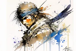 Sparrow watercolour Yoji Shinkawa in style high_quality_art. Ru dalle