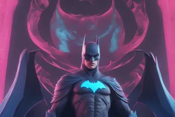 batman cover art, Fantasy concept art, 8k resolution, Intricate artwork by Tooth Wu, Wlop, and Beeple, Octane render, Greg Rutkowski's very coherent symmetrical artwork, Cinematic, fantasy, luminous 3d objects, alexandr averin, orient-inspired, dark pink and azure, cute cartoonish designs, mystic symbolism, Dark tone