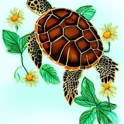 turtle and flowers