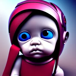 Baby cyborg, hyper realism,3d character, cute, maximum detailed.