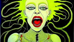 albino woman struggle to break through your cocoon, extravagant, art brut, outsider art,