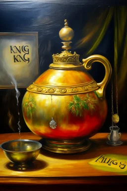 Living king kettle, prize winning oil painting