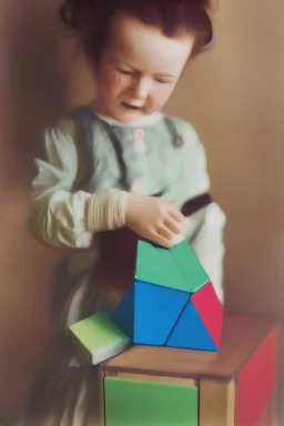 Little girl and aRubik's cube, autochrome